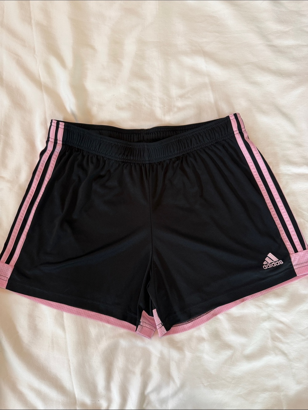 adidas Black Athletic Shorts with Pink Trim